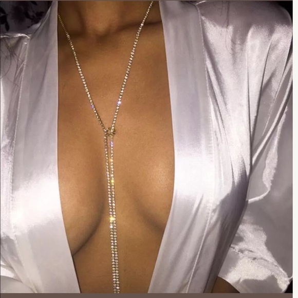 LAST ONE ✨ Crystal Rhinestone Long Bling Necklace - Picture 2 of 5